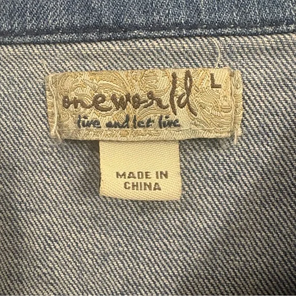 Neworld Denim Cropped Sleeveless Vest Women’s L Blue Stretch Jean Vest - Picture 4 of 4